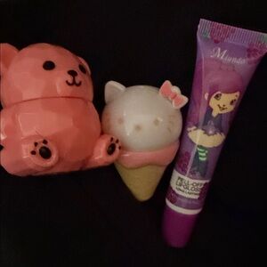 Purple Peel-Off, bear, Hello Kitty ice cream cone  Lip Gloss Set